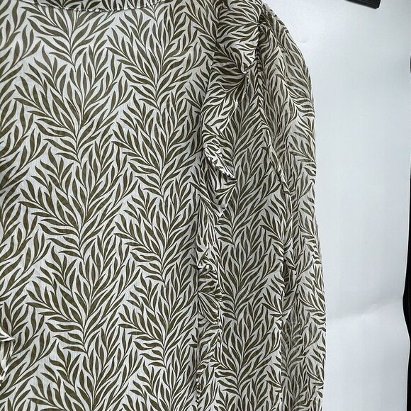 T Tahari Blouse Tops Womens Large Multicolor Tropical Print Long Sleeve Collared - Picture 11 of 14